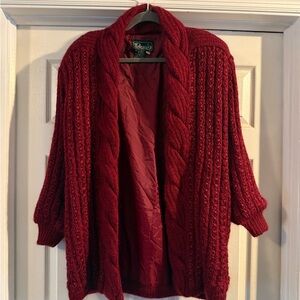 Vtg Rochelle California Red Knit Sweater Cardigan Sz M Grandma Cottage Core 80’s